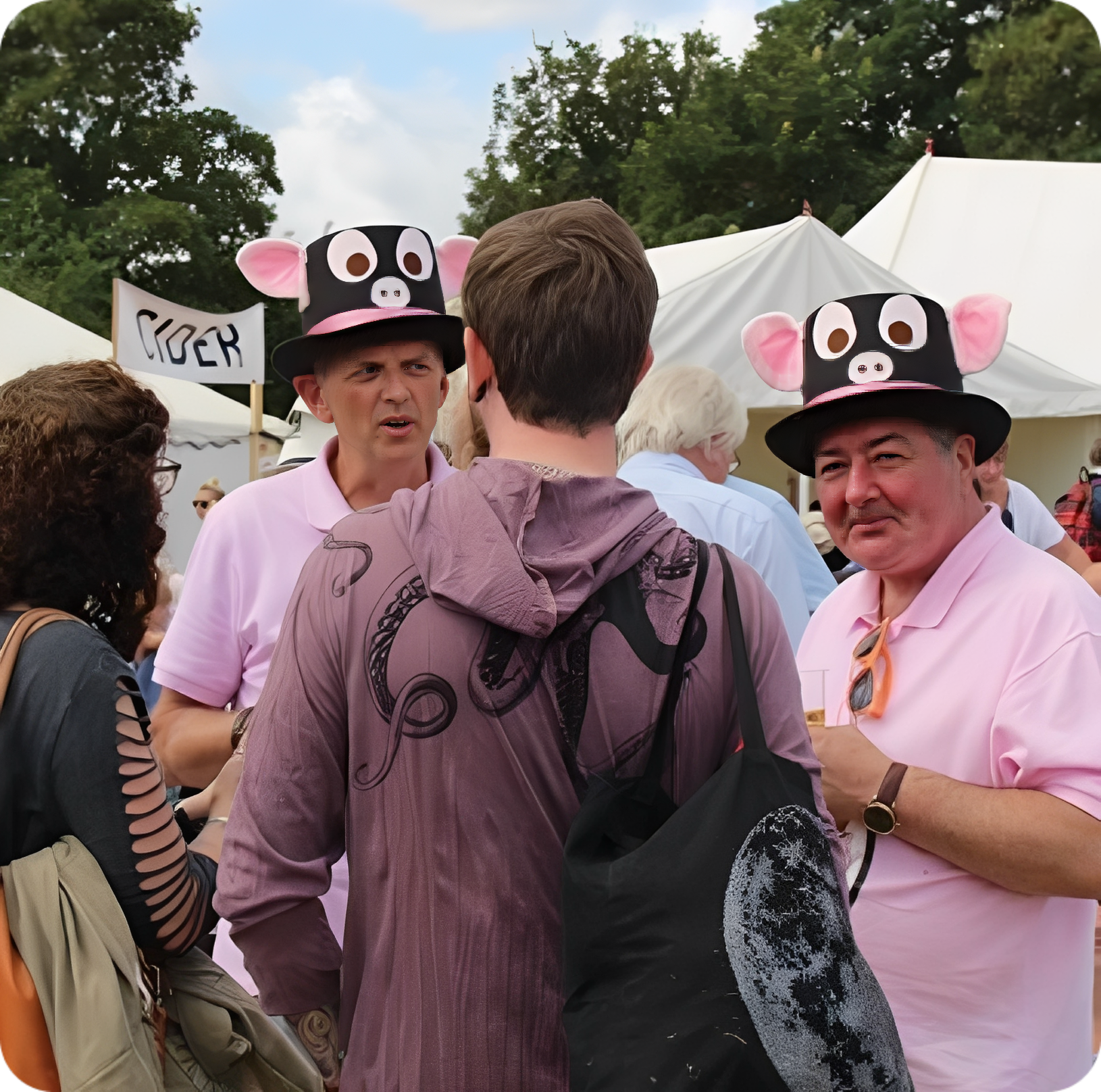 Group chatting at outdoor event